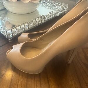 Guess Nude Peep-Toe Heels
